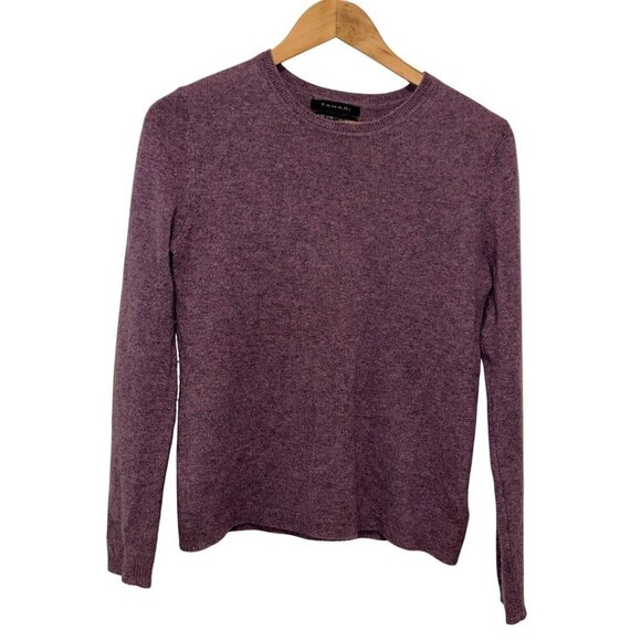 Tahari Pure Luxe 100% Cashmere Purple Long Sleeve Crewneck Sweater Women's Size - Picture 1 of 7